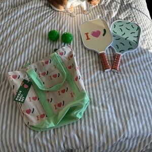 NWT Pickleball Set with Tote Bag - Green and White